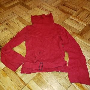 Red Cowl Neck & Wide Arm Sweater